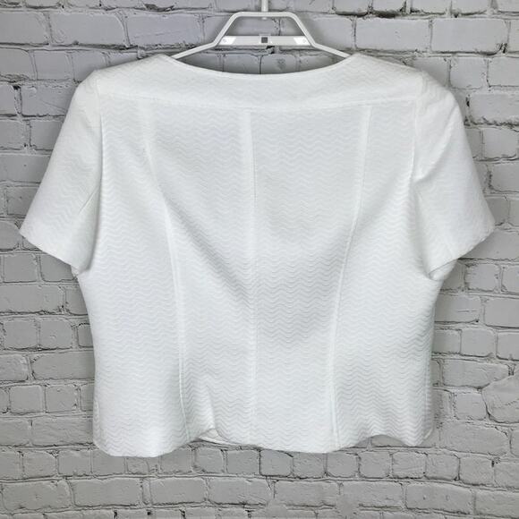 Le Suit Petite White Short Sleeve Jacket 16P - Picture 4 of 5